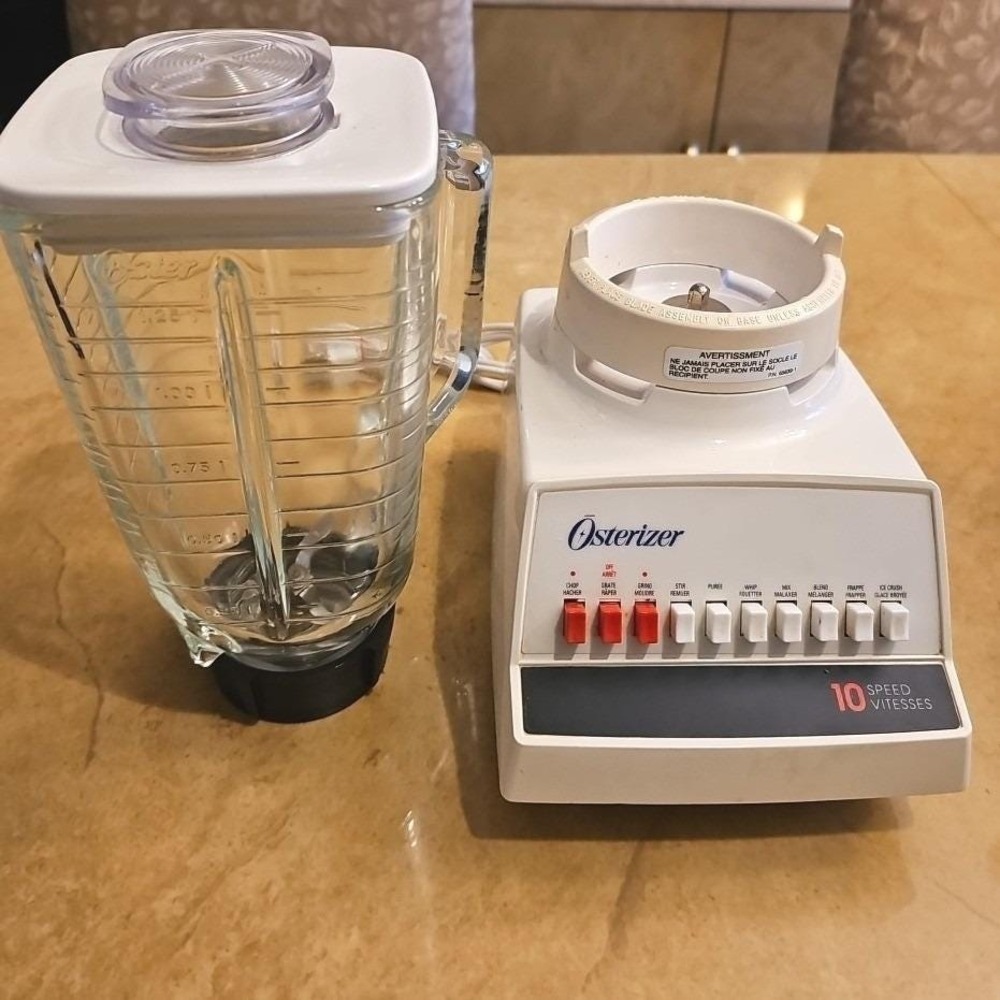 Osterizer 10 Speed Blender White 4072 Square Glass Jar 5 Cup 425W Vintage Style - Picture 4 of 10